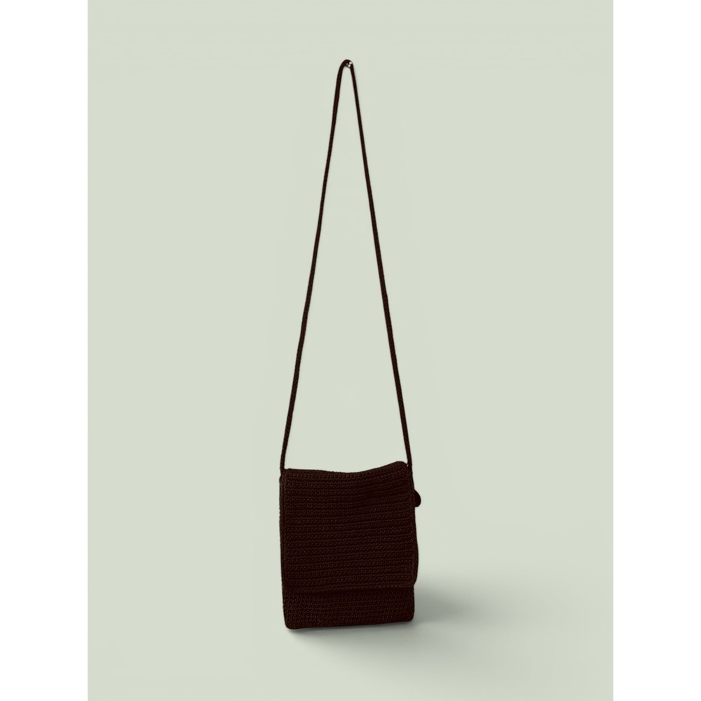 The Sak Crochet Crossbody Bag Olive Green Hand Knit Flap Shoulder Bag Retro - Picture 6 of 6